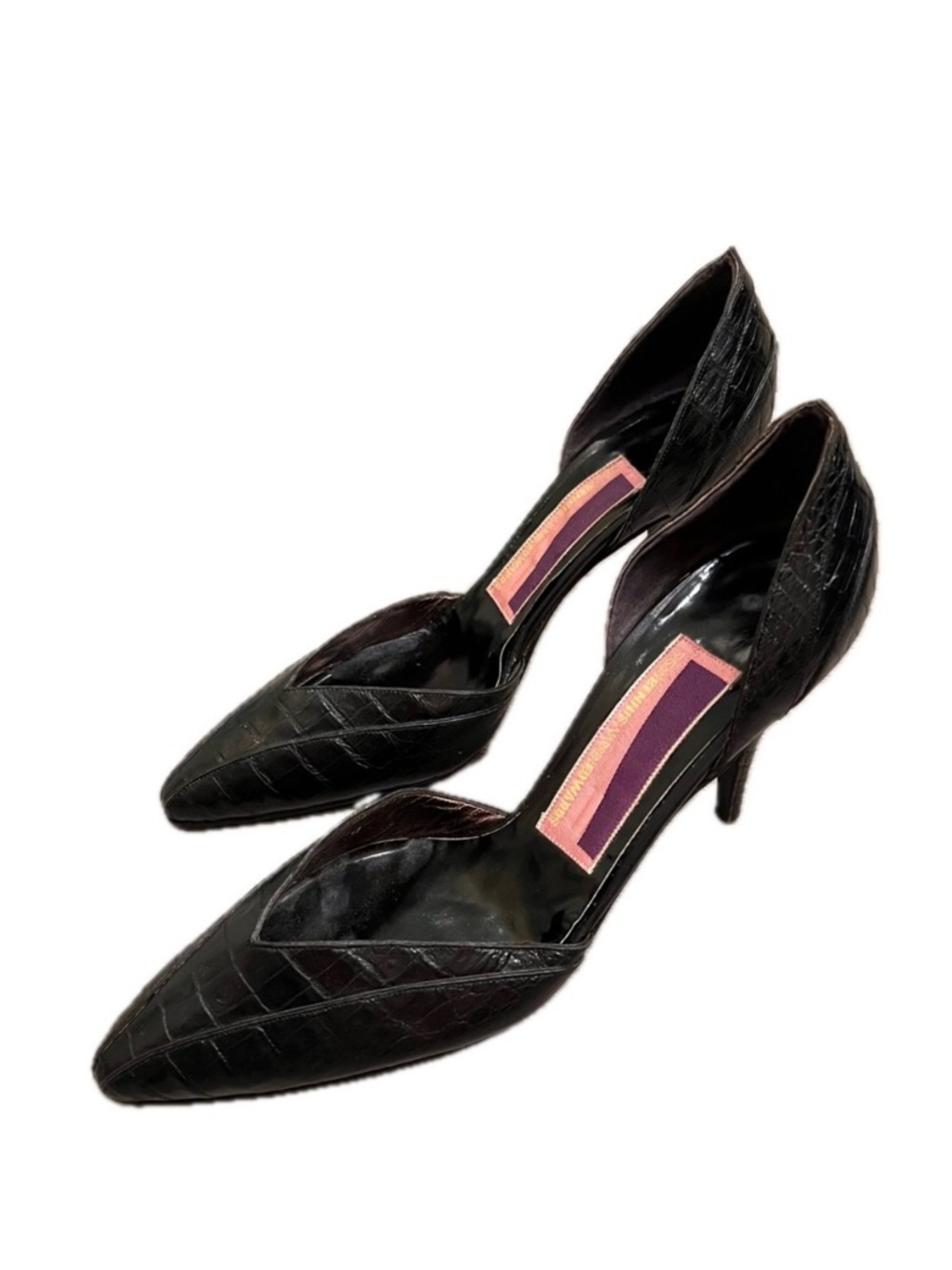 Susan Bennis Warren Edwards Vintage Leather alligator crocodile heels pointed